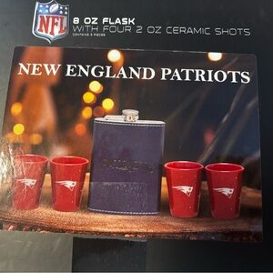 NFL New England Patriots Flask with Red Shot Glasses